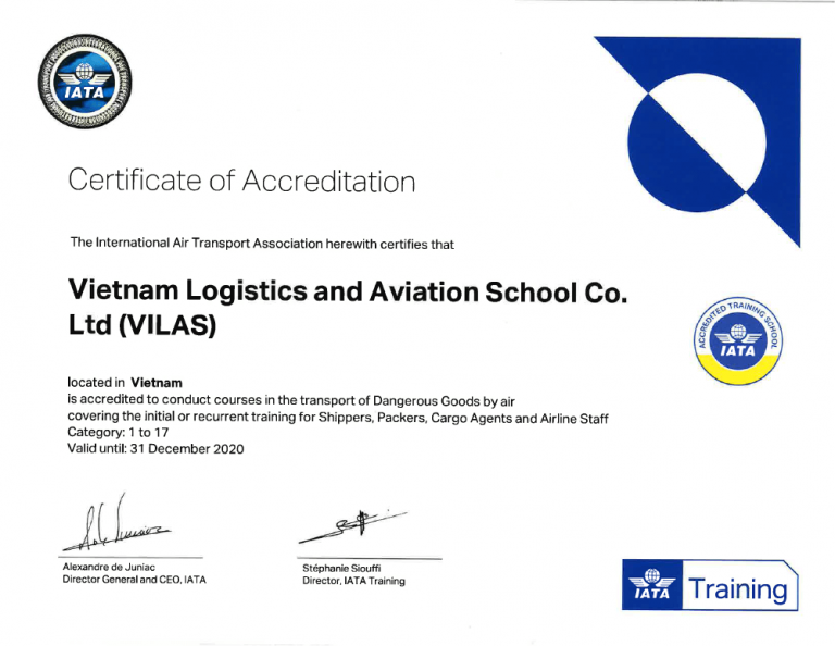 VILAS - IATA Certificate of Accredited