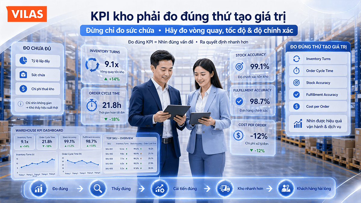 Quản trị kho không chỉ tối ưu lưu trữ, mà còn vòng quay và tốc độ hoàn tất đơn