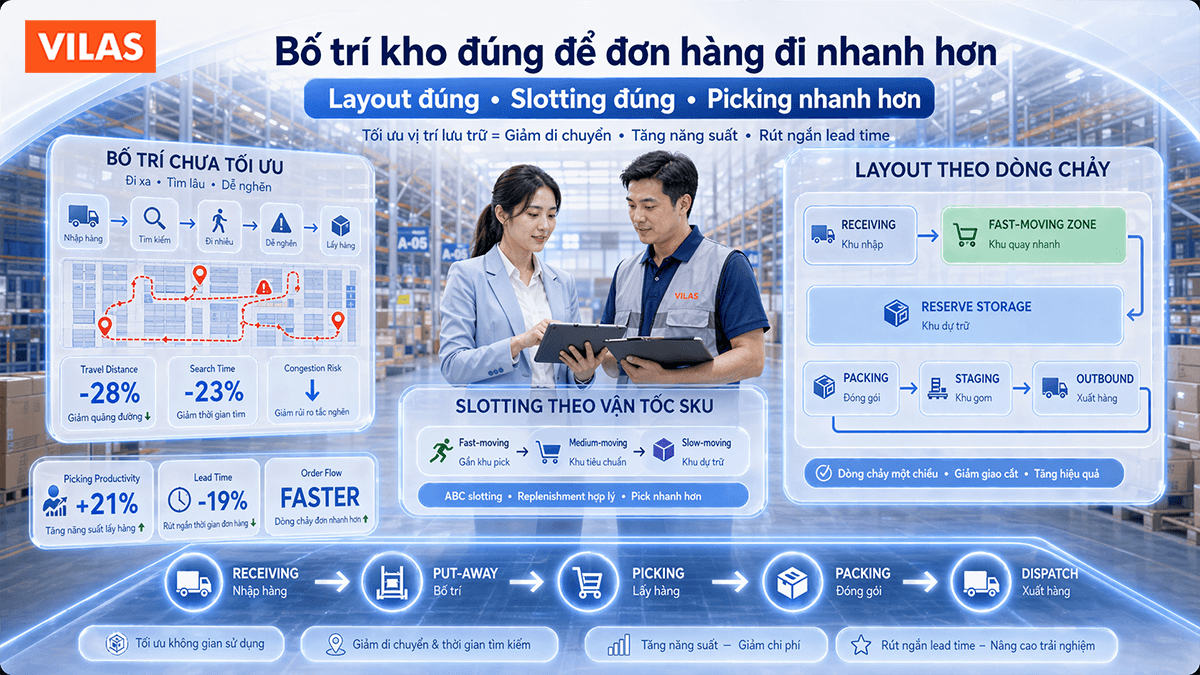 Quản trị kho không chỉ tối ưu lưu trữ, mà còn vòng quay và tốc độ hoàn tất đơn